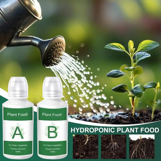 Hydroponic Nutrient Solution A&B Natural Nutrients Liquid Fertilizer Hydroponics Plant Food for Flowers Vegetables Garden Supply