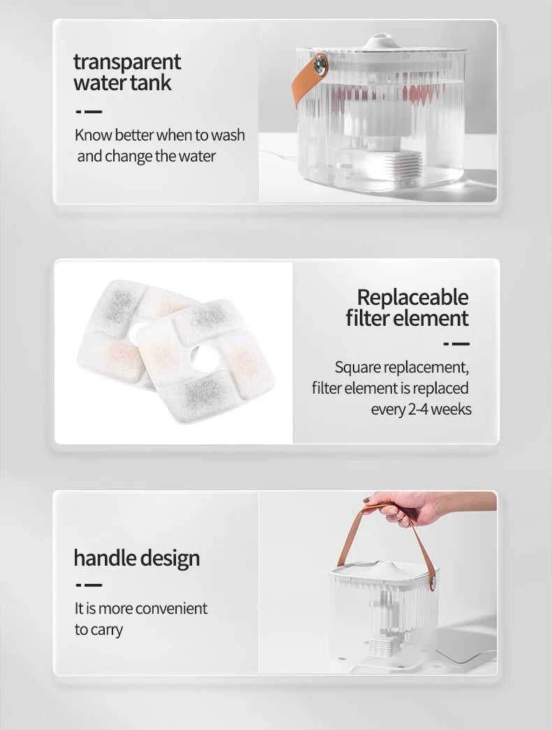 Pet Cat Water Fountain Automatic Dispenser for Pets Cat and Dog Drinking Basin Live Water Circulating Pet Water Feeder Portable