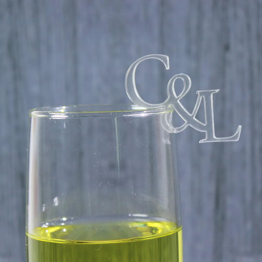 50/100pcs Personalized Drink Initial Tags Wedding Acrylic Drink Stirrers Drink Toppers For Champagne Drink Cocktail Stirrers