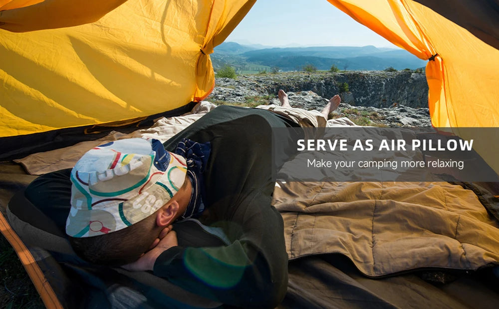 Inflatable Camping Pillow with Removable Washable Cover,Travel Pillow for Neck Support,Hiking,Backpacking,Office,Airplane,Car