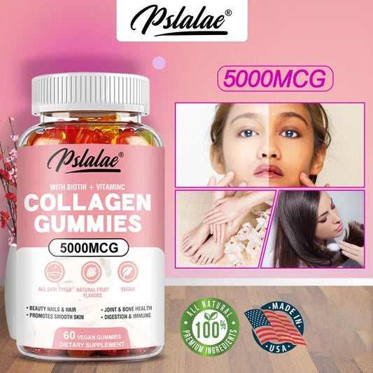 Collagen Gummies - Promotes Hydrated Skin, Healthy Hair, Stronger Nails, Reduces Wrinkles, and Improves Immunity Vegan