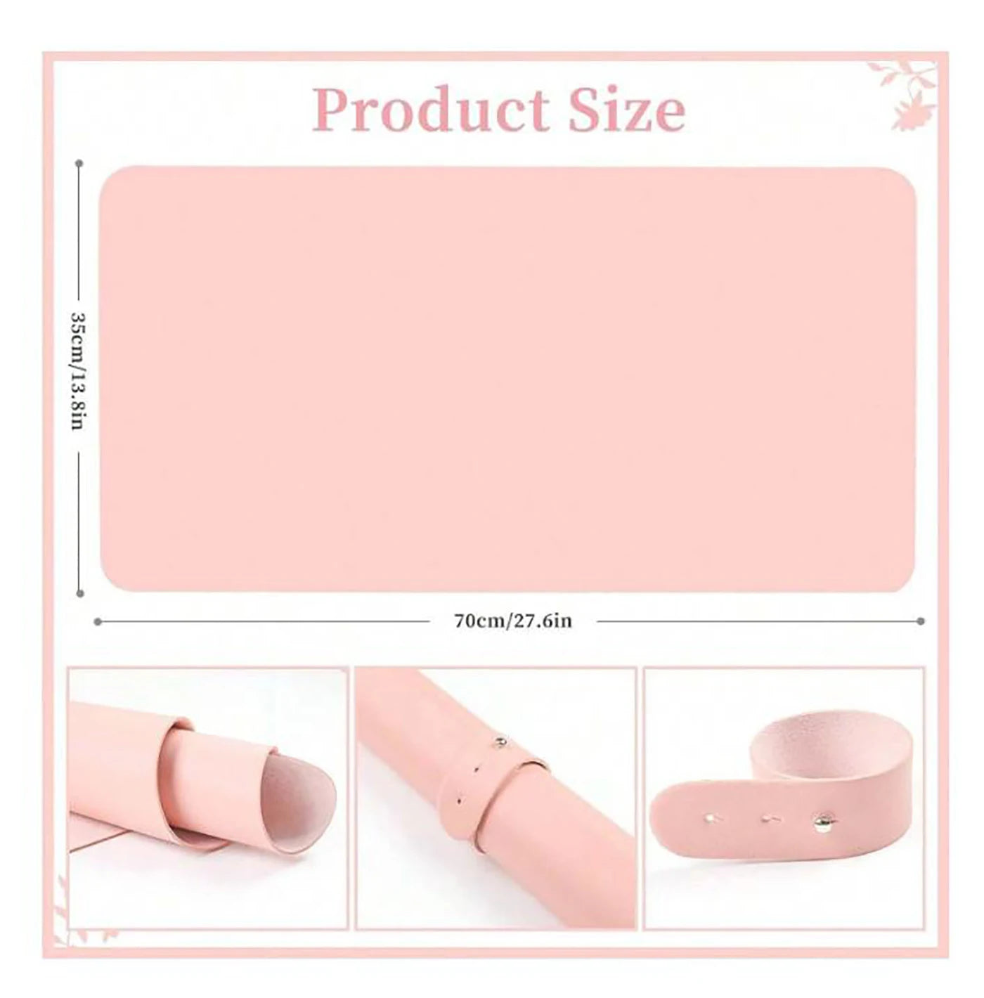 Pink Nail Art Table Mat, Portable Foldable Nail Art Armrest Mat, Microfiber Leather Soft Nail Art Mat for Nail Art Salon