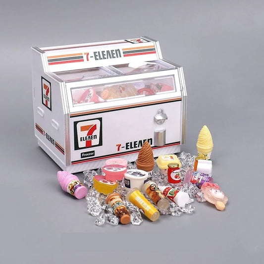 Creative Fridge Magnets 3D Freezer Shop Cabinet Miniature Toy Display Models Mini Decoration Simulation Toy Refrigerator Sticker