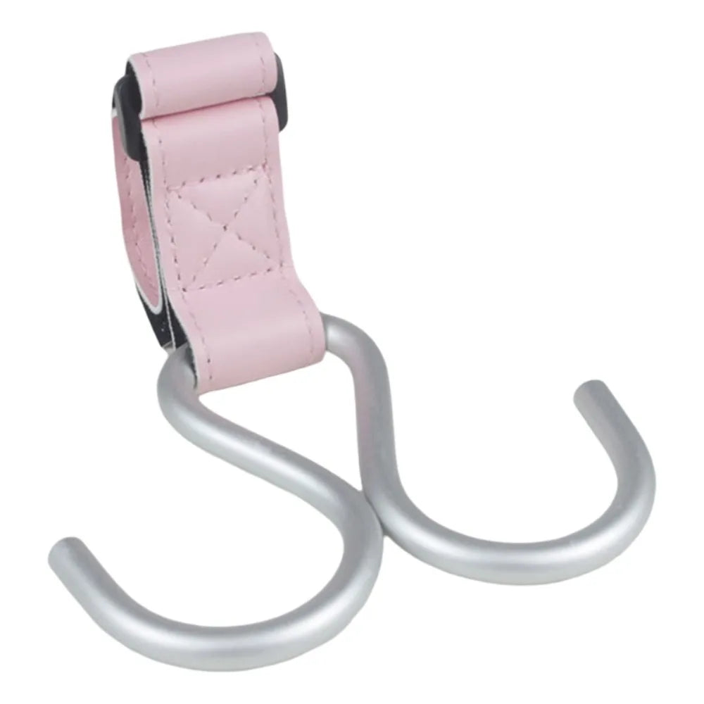 Cute S Shape Baby Stroller Hooks Double Hook PU Hanging Hook Cart Organizer Solid Color Stroller Accessories Baby
