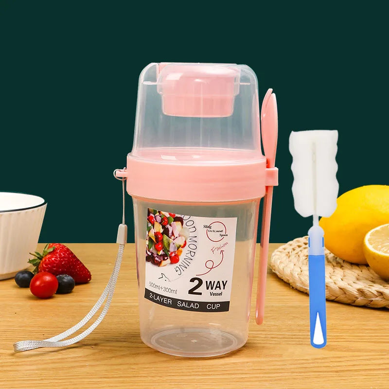 Carry Breakfast Cups, Salad Cups, Yogurt Cereal, Oatmeal Snacks, Parfait Containers and Salad Dressing Holders with Forks!