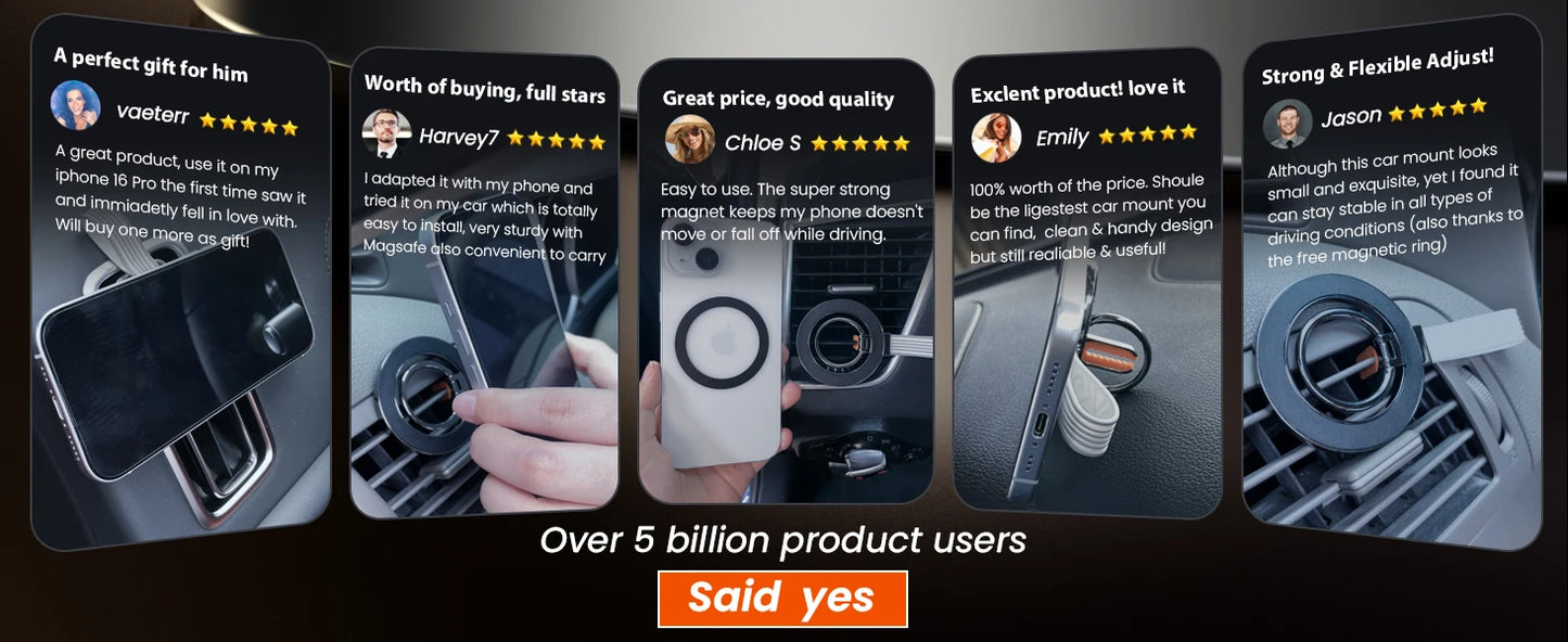 for MagSafe Car Mount, 3-in-1 Upgraded Magnetic Phone Ring Holder Grip Kickstand Car with MagSafe Accessories for IOS & Android