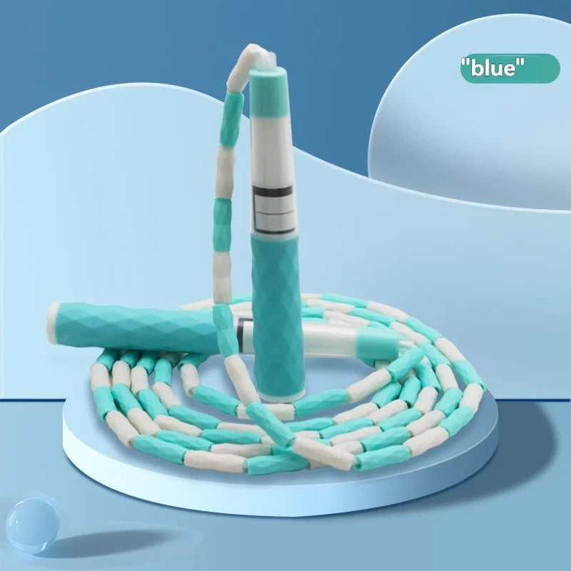 Wholesale adult and children's skipping ropes with colorful soft beads and bamboo nodes. Children's skipping ropes