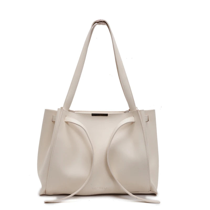 Big Shoulder Hand Commuting Bags for Women Large Capacity Drawstring Bucket Shopping Totes Top-Handle Bag 2025 Latest Handbags