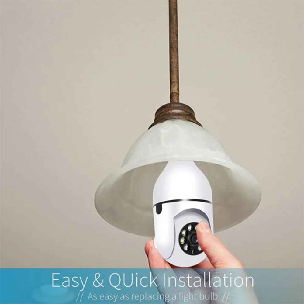 Home Security Camera 2.4G WiFi E27 Lamp Holder Interface HD Pixel LED Light Night vision Motion Detection Voice Camera APP v720