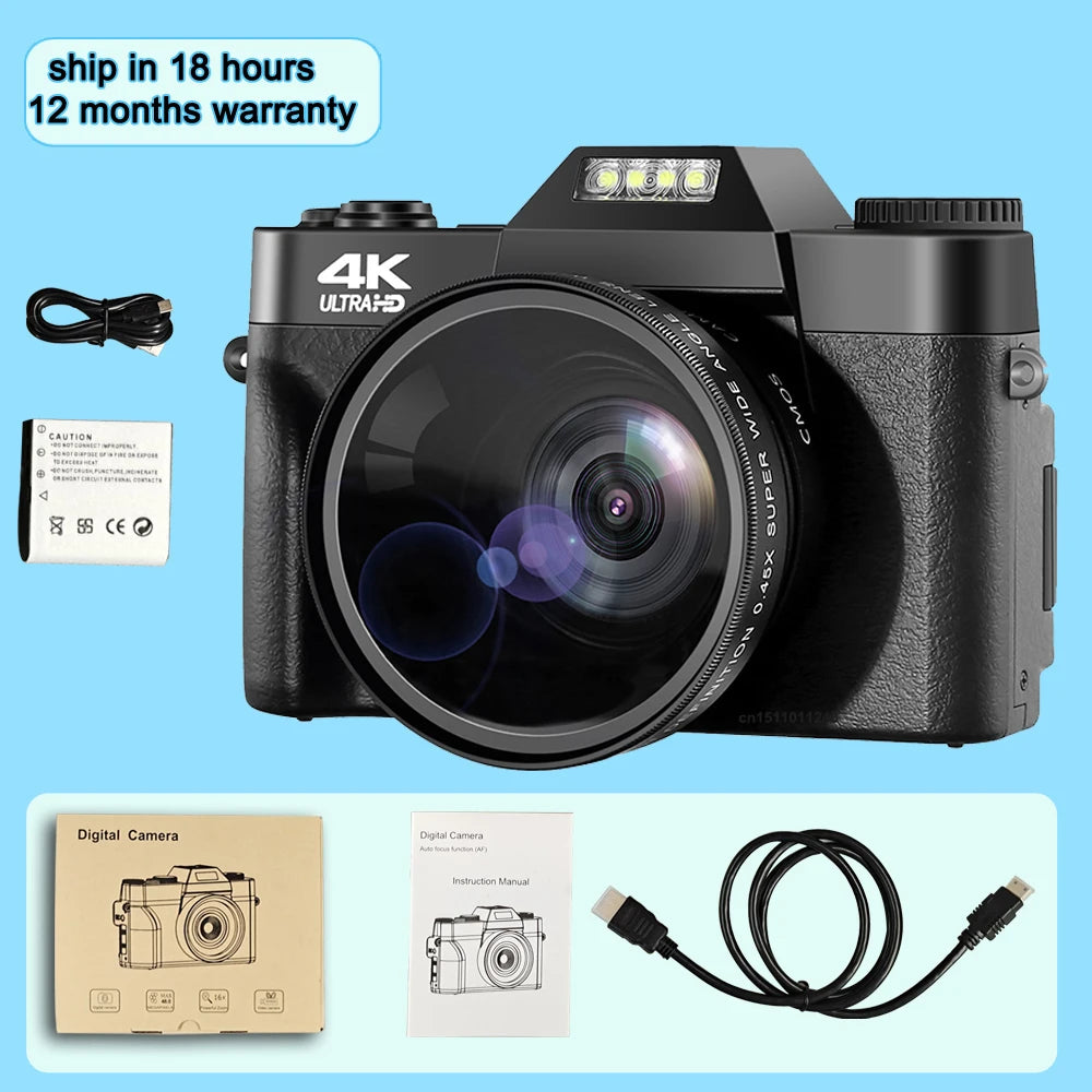 Digital Camera 48MP 4K Camera Vlogging Camera for YouTube 60FPS Auto Focus 16X Zoom Video Camera Camcorder New Recording Camera