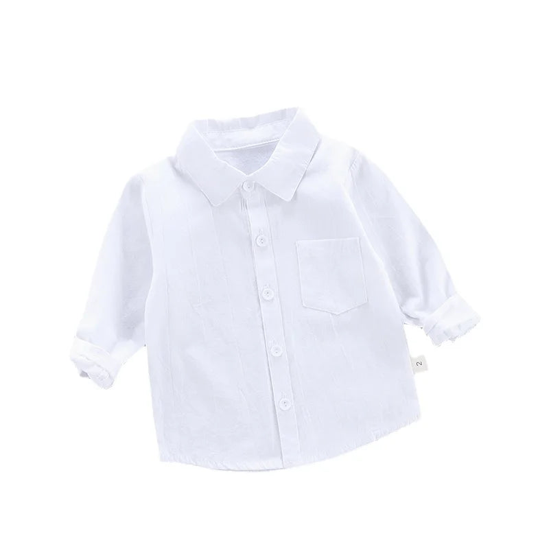 New Children SOLID WHITE Boys/girls Shirts Kids Tops Boys/girls Long Sleeve Baby Wedding Clothing Baby Top Tee Shirts 0-4 Years