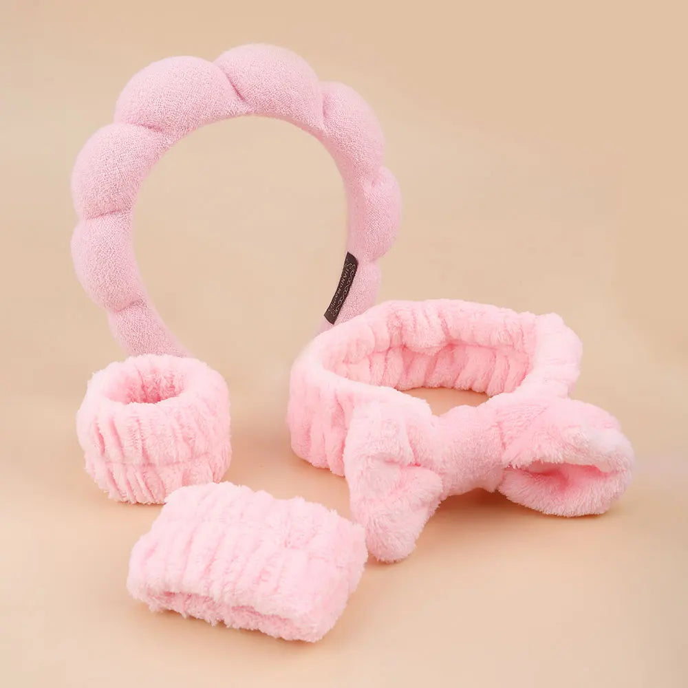 4pcs Skincare Accessories For Face Wash Skincare Hair Accessories,Sponge Spa Headbands & Wristband Set, For Washing Face Makeup