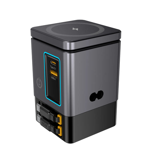 6-in-1 105W Charging Station with Retractable USB-C Cable Power Combo Tower for Multiple Devices Fast Charger for iPhone, Airpod