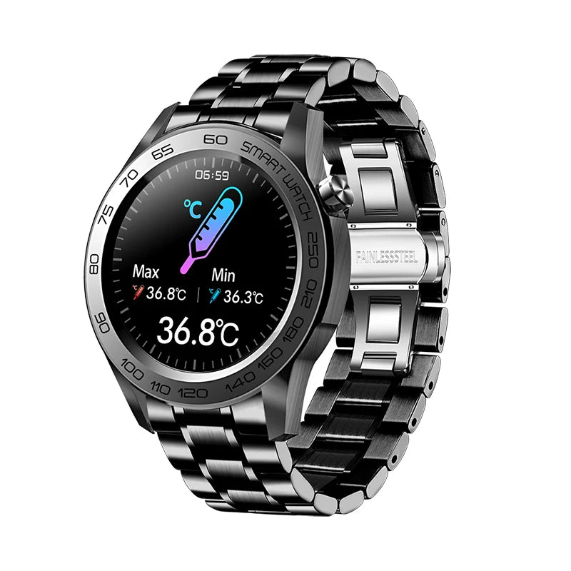 LIGE GPS Sport Track Recording Men Steel Band Smart Watch Body Temperature Activity Sport Fitness SmartWatches Men Waterproof