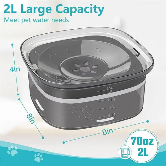 Pet Supplies Cat Water Bowl Dog Drinking Bowl Pet Floating Cat Bowl Splash-proof Transparent Large Capacity 2L Water Dispenser