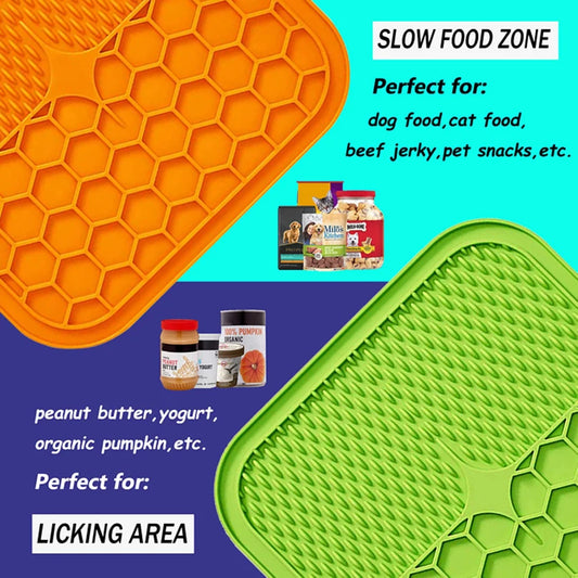 Silicone Pet Licking Pad for Dog & Cat | Anti-Choking Slow Feeder with Suction Cup | Yogurt Meal Mat & Slow Food Bowl Plate