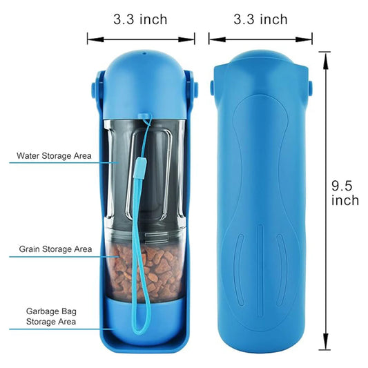 Collapsible Portable Dog Travel Water Bottle Bowl Dispenser with Food Container Waste Bag for Dogs Walking Traveling