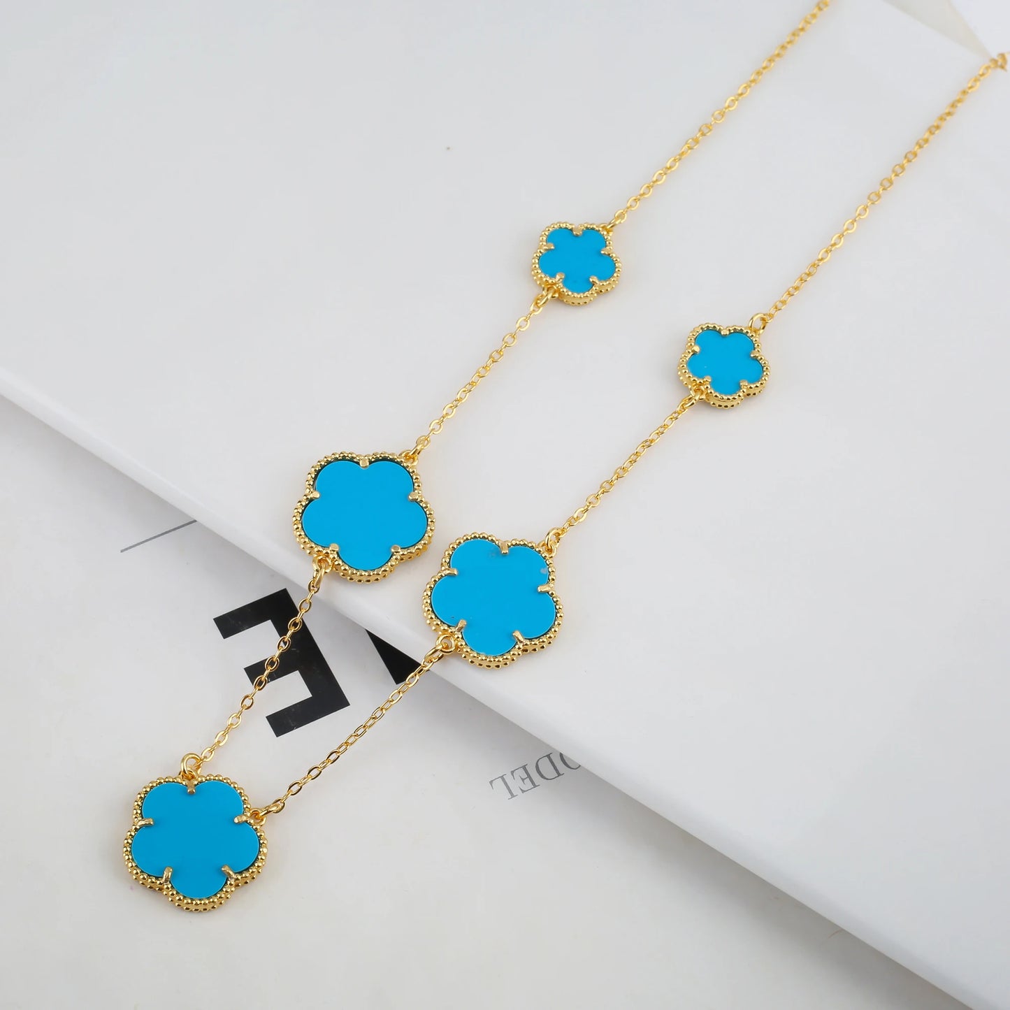 Irregular New Double Sided Natural Stone Shell Plant Five Leaf Flower Jewelry Set Necklace Earrings Women's High Quality Clover