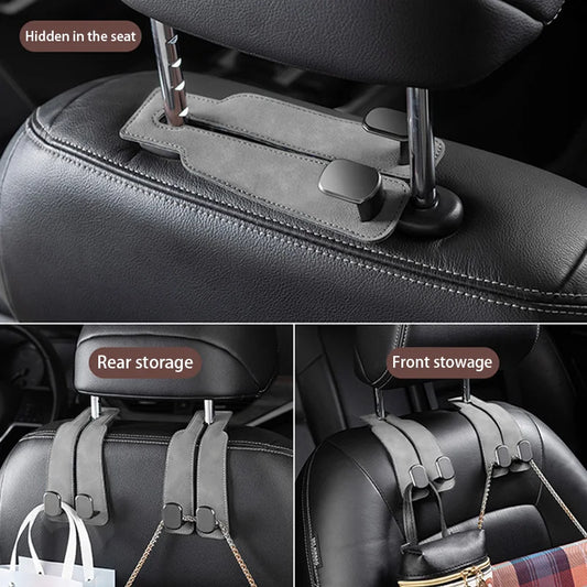 BLALION Car Seat Headrest Hook Universal Hidden Auto Hook Suede Metal Hanging Hooks Interior Seat Back Hanger Hook Accessories