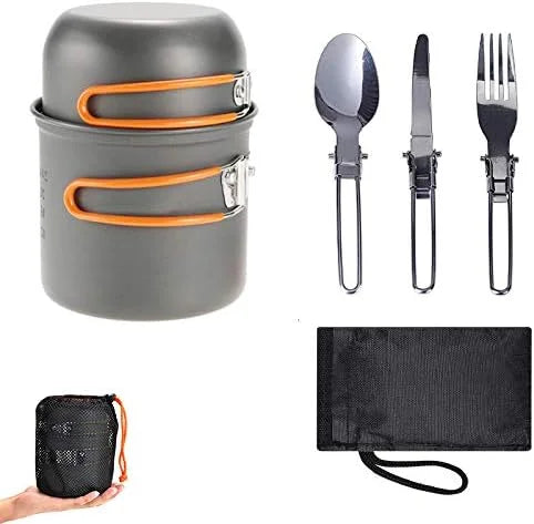 Portable Camping Cookware Kit for Backpacking Gear Camping Cooking Set Easy Storage Backpack Camping Pots Outdoor Cooking