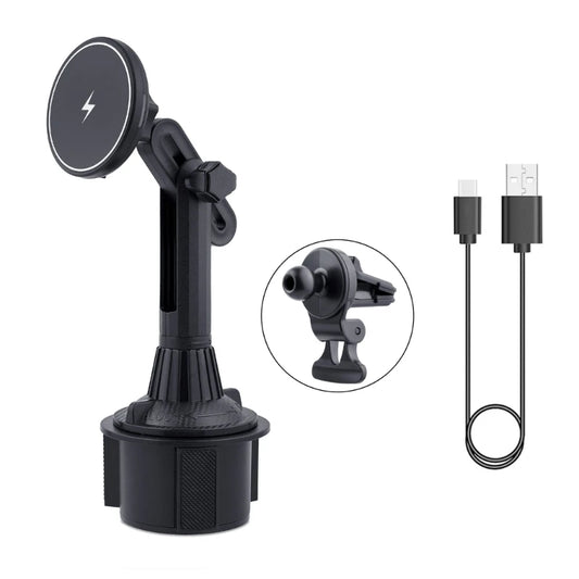 Cup Holder Phone Mount Magnetic 15W Magnetic Car Mount for Phone 14 13