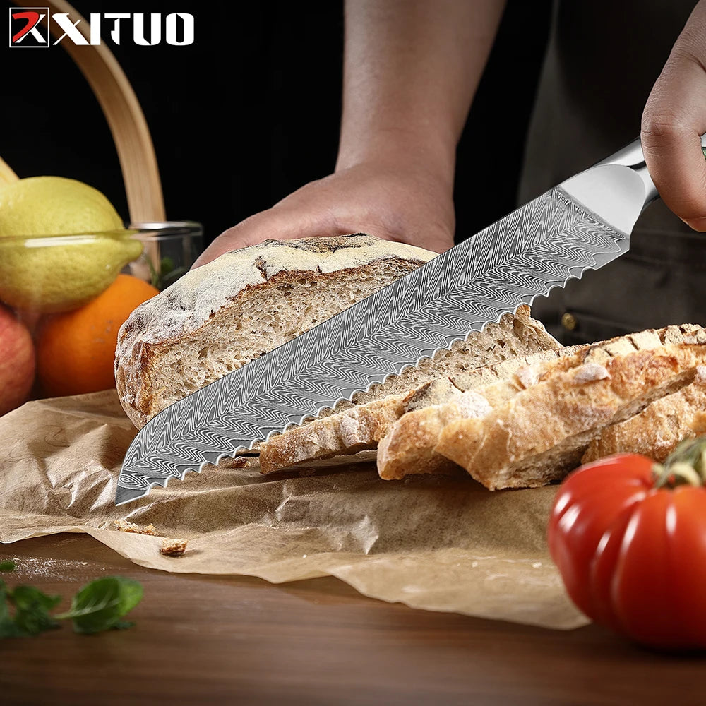 Japanese Bread Knife,8 Inch Serrated Bread Knife, Slicing Bread Knife for Cutting Homemade Sourdough Bread, Serrated Knife