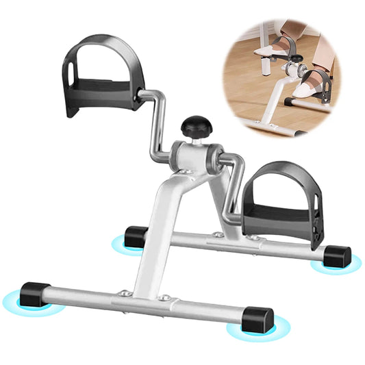 Mini Foldable Foot Pedal Exerciser with Adjustable Resistance Arm Leg Exercise Bike Under Desk Bike for Indoor Physical Therapy
