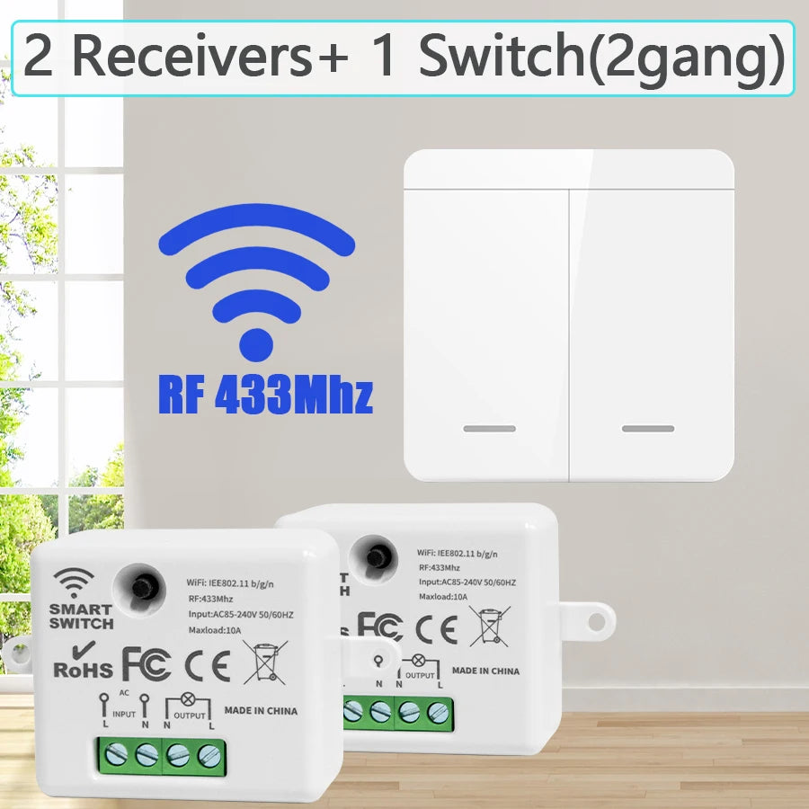 Wireless Smart Switch Light 433MHz 1/2/3Gang 86 Wall Panel Switch with Remote Control Interruptor 10A 110V 220V For LED Lamp