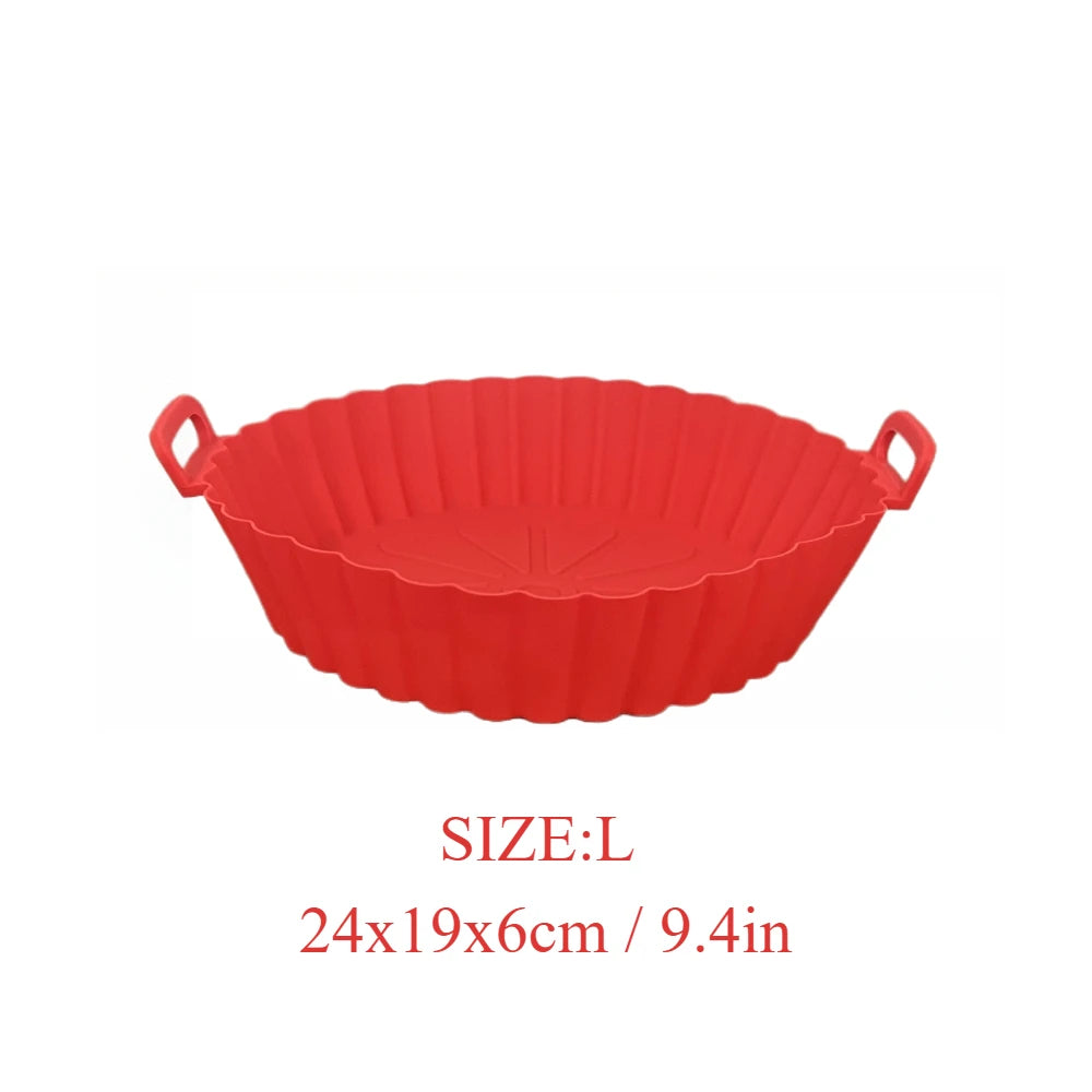 Airfryer Silicone Basket Reusable Baking Tray Silicone Mold for AirFryer Pizza Fried Chicken Basket Air Fryer Liners Accessories