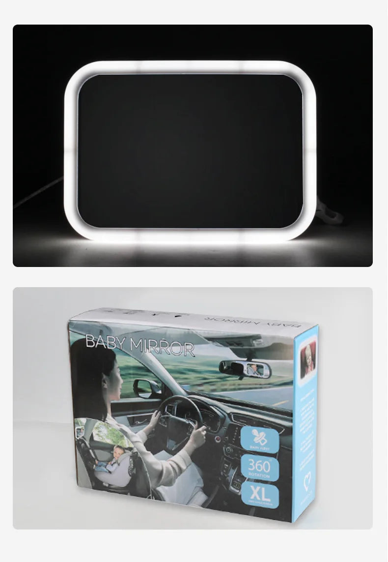 Observation Mirror With Light HD Large Vision Car Accessories Rearview Baby Rear View Child Interior Parts Automobiles