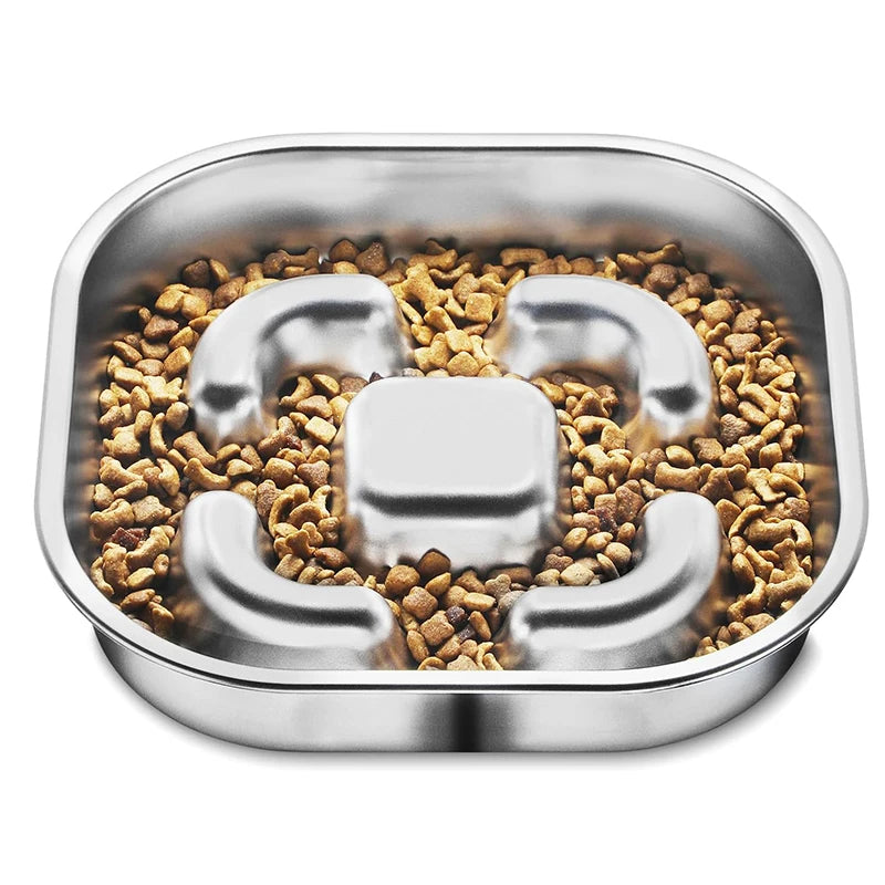 Dog Slow Feeder Bowls 304 Stainless Steel Dog Slow Feeder Bowl Available on Both Sides Slow Feeding Feeder Pets Cats Dog Bowls