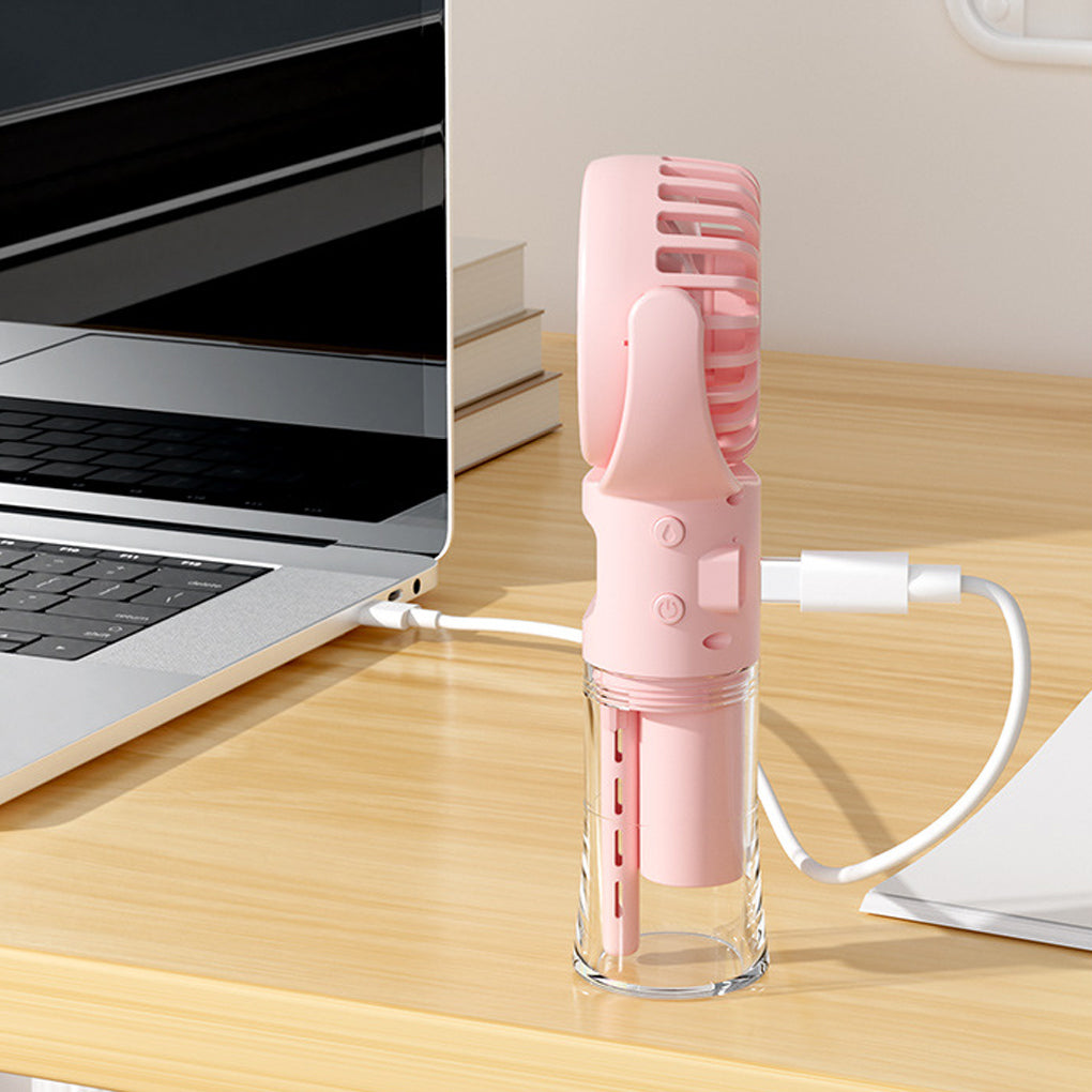 Mini Portable Handheld Fan With Spray Mister Humidifier USB Rechargeable Handheld Fan Adjustable Silent Water Spray Mist Fan