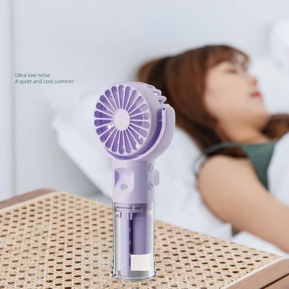 Mini Portable Handheld Fan With Spray Mister Humidifier USB Rechargeable Handheld Fan Adjustable Silent Water Spray Mist Fan