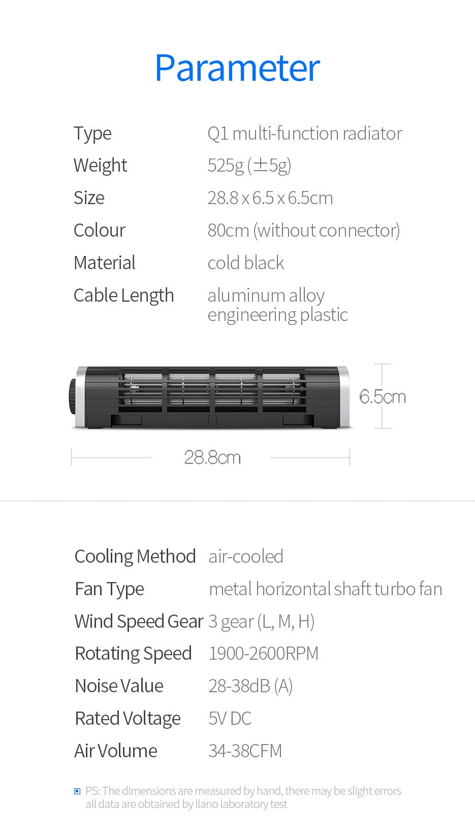 llano Laptop Radiator Laptop Cooler Laptop Stand Adjustable Size Wind Speed With RGB Light
