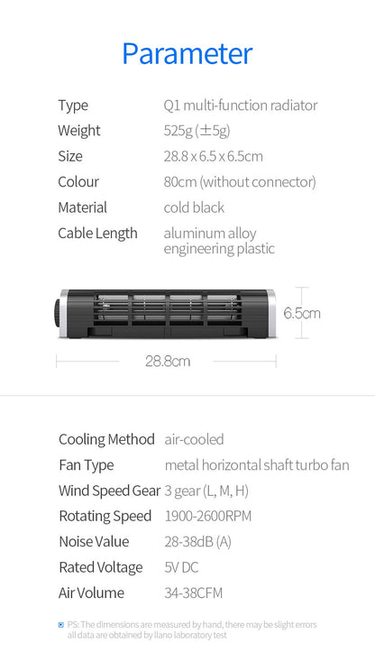 llano Laptop Radiator Laptop Cooler Laptop Stand Adjustable Size Wind Speed With RGB Light