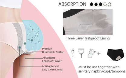 5PCS Menstrual Panties Physiological Pants Teens Breathable Leakproof Briefs Women Postpartum Underwear