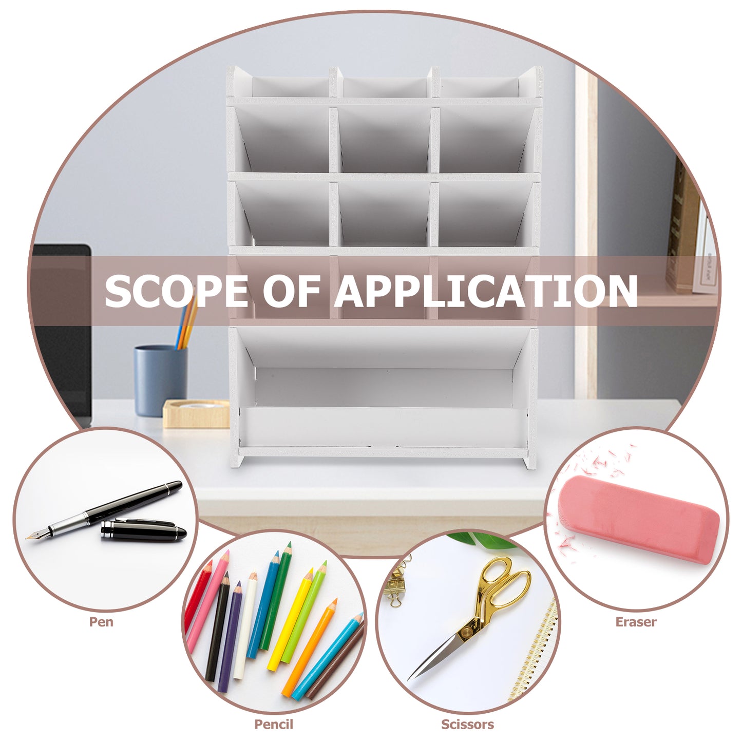 Desktop Storage Box Wood Office Stationery Organizer School Office Pen Stand Living Room Coffee Table Remote Control Organizer