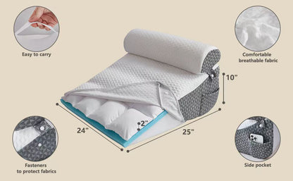 Orthopedic Wedge Shaped Pillow Air Layer Memory Foam Triangle Cushion for Post Surgery Body Support Acid Reflux Snoring