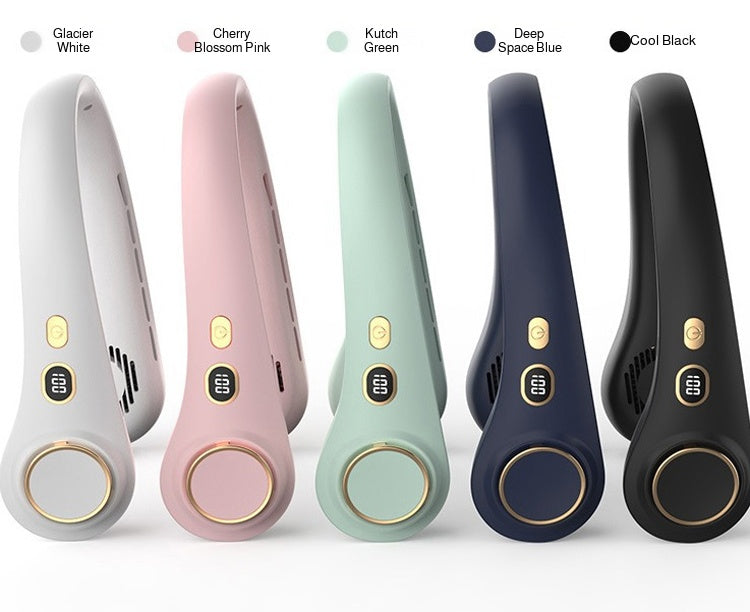 2025 Mini Hanging Neck Fan Portable Bladeless Neck Fan Air Cooler Digital Display Rechargeable Air Conditioner Neck Ventilator