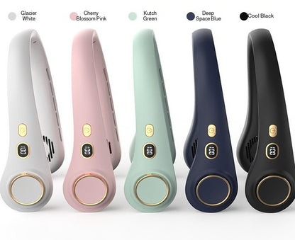 2025 Mini Hanging Neck Fan Portable Bladeless Neck Fan Air Cooler Digital Display Rechargeable Air Conditioner Neck Ventilator
