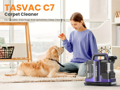 TASVAC C7 Portable Carpet & Upholstery Cleaner Machine for Pets, Stairs, Couch Area Rugs, Upholstery, Car Seat