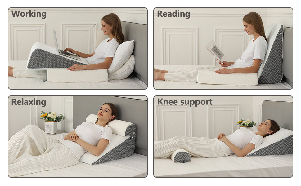 Orthopedic Wedge Shaped Pillow Air Layer Memory Foam Triangle Cushion for Post Surgery Body Support Acid Reflux Snoring