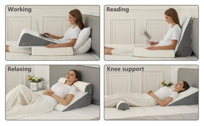 Orthopedic Wedge Shaped Pillow Air Layer Memory Foam Triangle Cushion for Post Surgery Body Support Acid Reflux Snoring
