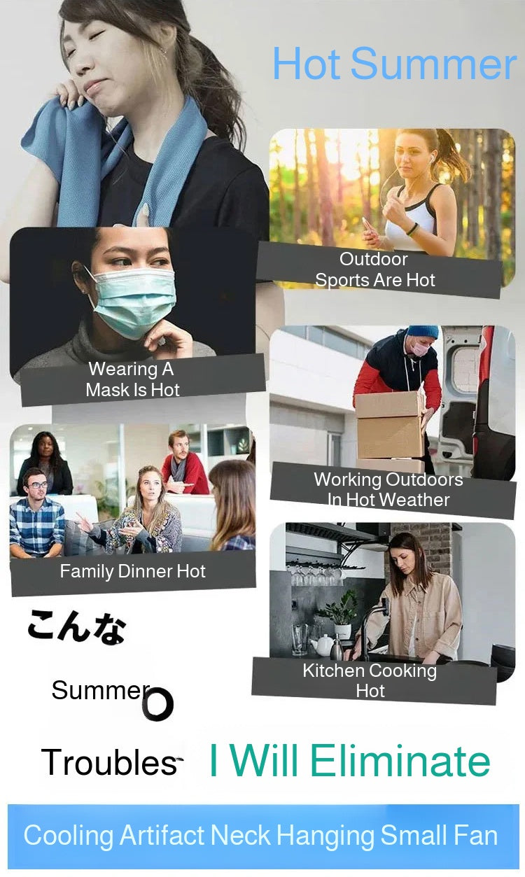 2025 Mini Hanging Neck Fan Portable Bladeless Neck Fan Air Cooler Digital Display Rechargeable Air Conditioner Neck Ventilator