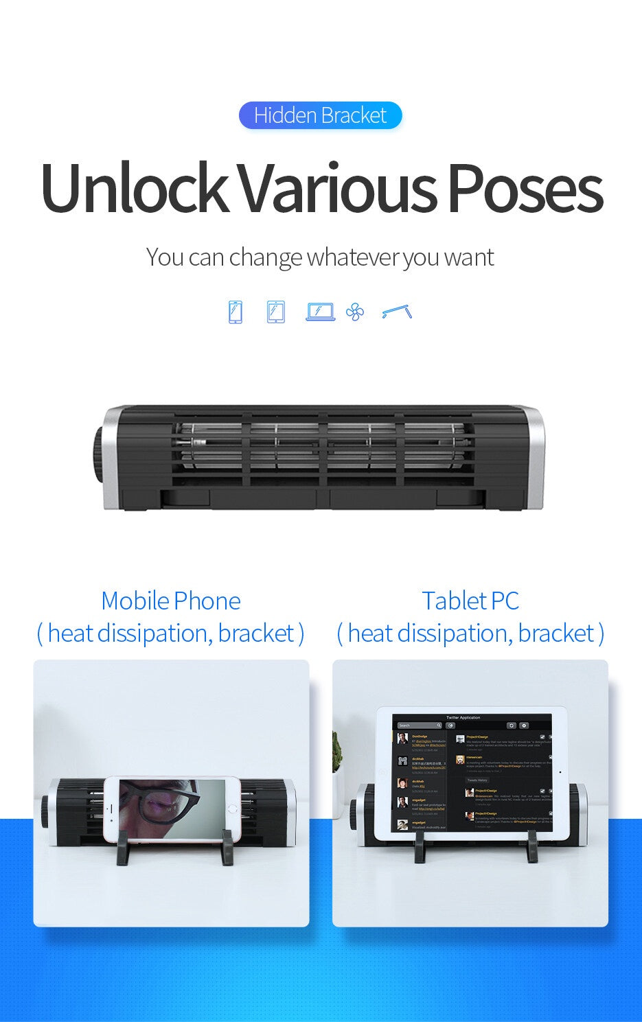 llano Laptop Radiator Laptop Cooler Laptop Stand Adjustable Size Wind Speed With RGB Light