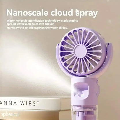 Mini Portable Handheld Fan With Spray Mister Humidifier USB Rechargeable Handheld Fan Adjustable Silent Water Spray Mist Fan
