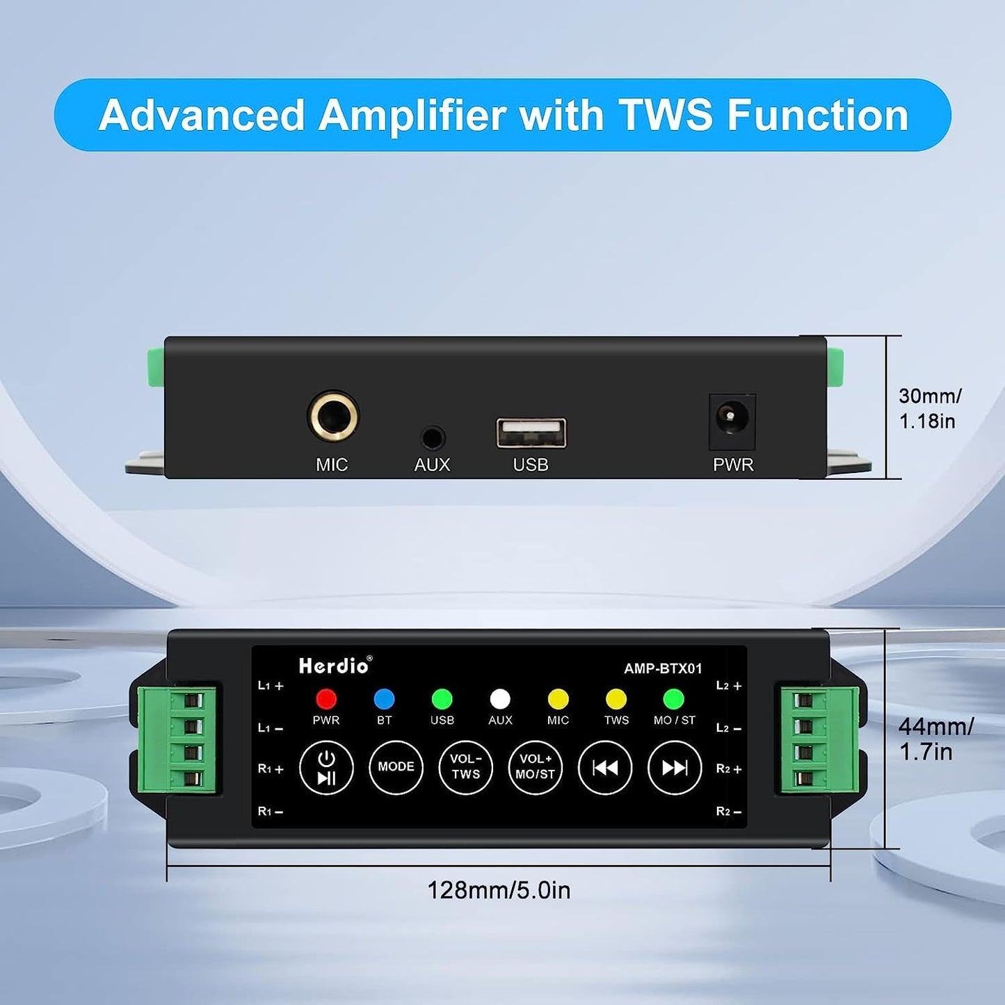 Herdio 5.25'' 600W 4PCS Outdoor Bluetooth Speakers Waterproof Wired Wall Mount Weatherproof Loudspeaker System For Garden Patio