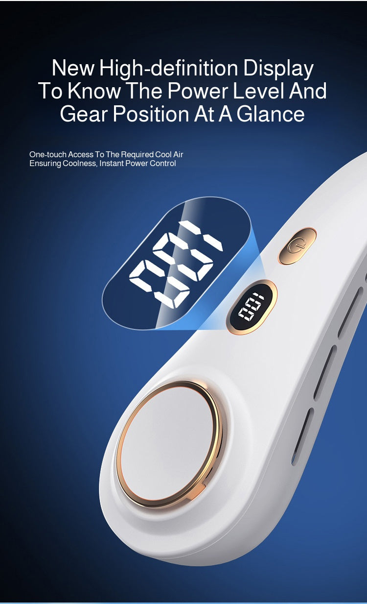 2025 Mini Hanging Neck Fan Portable Bladeless Neck Fan Air Cooler Digital Display Rechargeable Air Conditioner Neck Ventilator