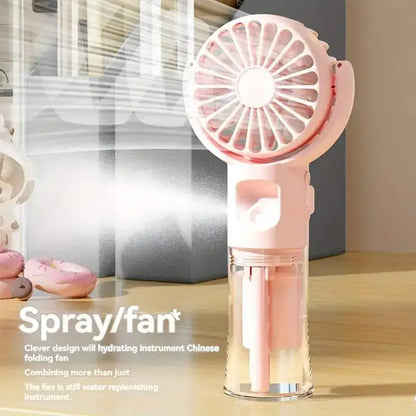 Mini Portable Handheld Fan With Spray Mister Humidifier USB Rechargeable Handheld Fan Adjustable Silent Water Spray Mist Fan