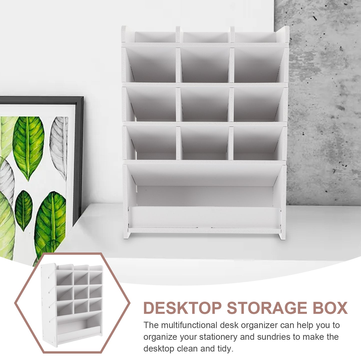 Desktop Storage Box Wood Office Stationery Organizer School Office Pen Stand Living Room Coffee Table Remote Control Organizer